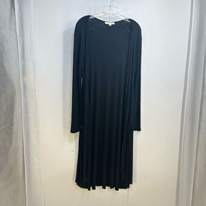 Onetheland Size L Thin Black Knee Length Cardigan
